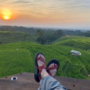 sunset view terraces in Trawas Pacet, East Java