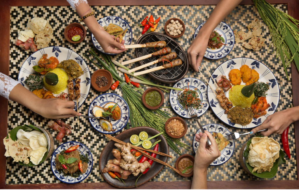 eat various kinds of Indonesian dish